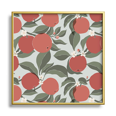 Cuss Yeah Designs Abstract Red Apples Square Metal Framed Art Print