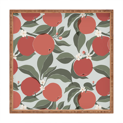 Cuss Yeah Designs Abstract Red Apples Square Tray