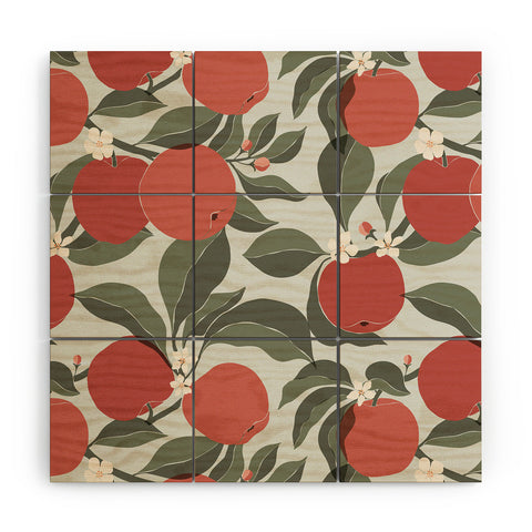 Cuss Yeah Designs Abstract Red Apples Wood Wall Mural