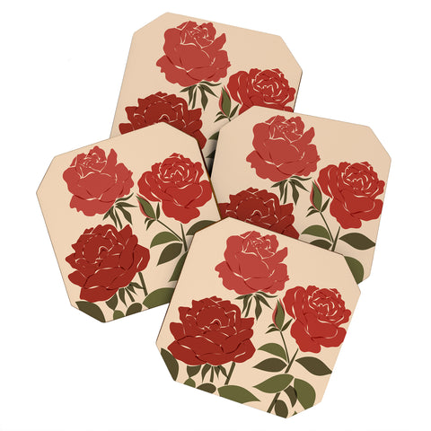 Cuss Yeah Designs Abstract Roses Coaster Set