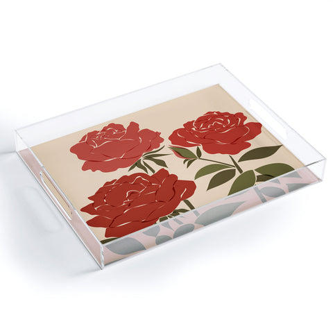 Cuss Yeah Designs Abstract Roses Acrylic Tray