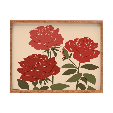 Cuss Yeah Designs Abstract Roses Rectangular Tray