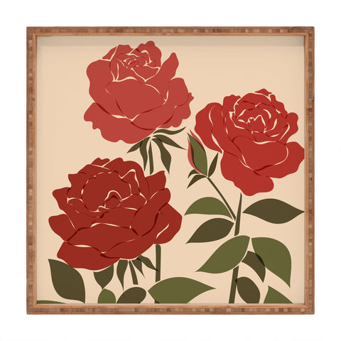 Cuss Yeah Designs Abstract Roses Square Tray