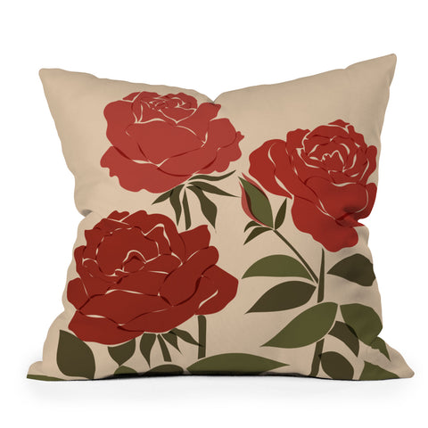 Cuss Yeah Designs Abstract Roses Throw Pillow