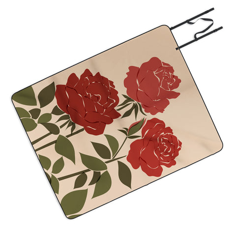 Cuss Yeah Designs Abstract Roses Picnic Blanket