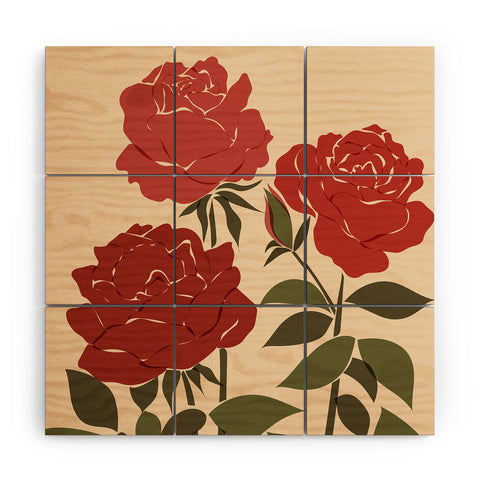Cuss Yeah Designs Abstract Roses Wood Wall Mural