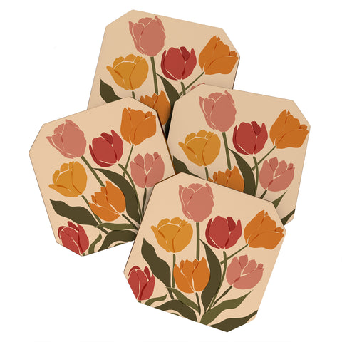 Cuss Yeah Designs Abstract Tulips Coaster Set