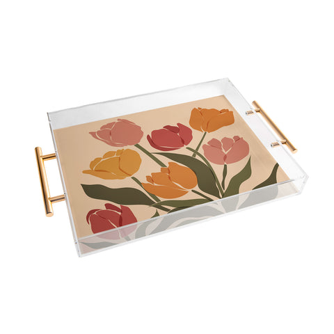 Cuss Yeah Designs Abstract Tulips Acrylic Tray