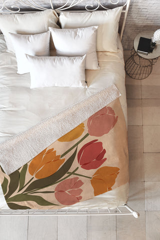 Cuss Yeah Designs Abstract Tulips Fleece Throw Blanket