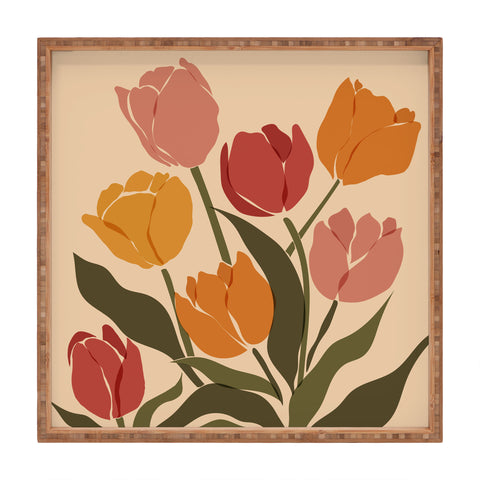 Cuss Yeah Designs Abstract Tulips Square Tray
