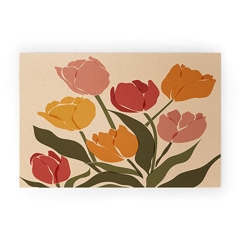Cuss Yeah Designs Abstract Tulips Welcome Mat