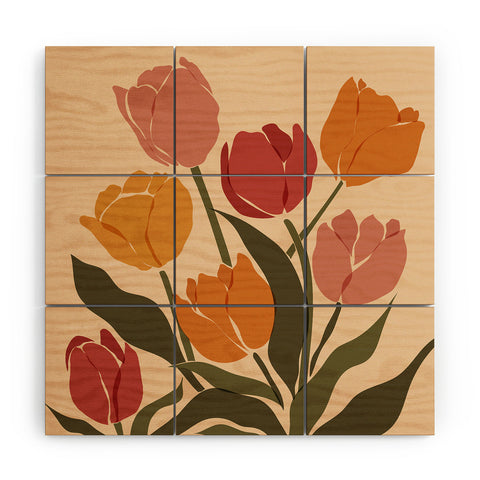 Cuss Yeah Designs Abstract Tulips Wood Wall Mural