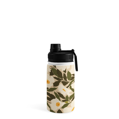 Cuss Yeah Designs Abstract White Wild Roses Water Bottle