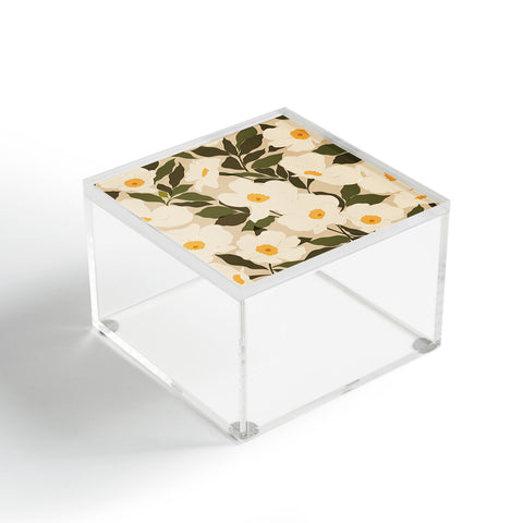 Cuss Yeah Designs Abstract White Wild Roses Acrylic Box