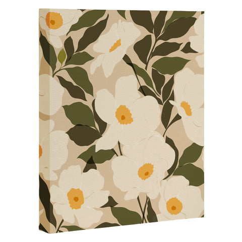 Cuss Yeah Designs Abstract White Wild Roses Art Canvas