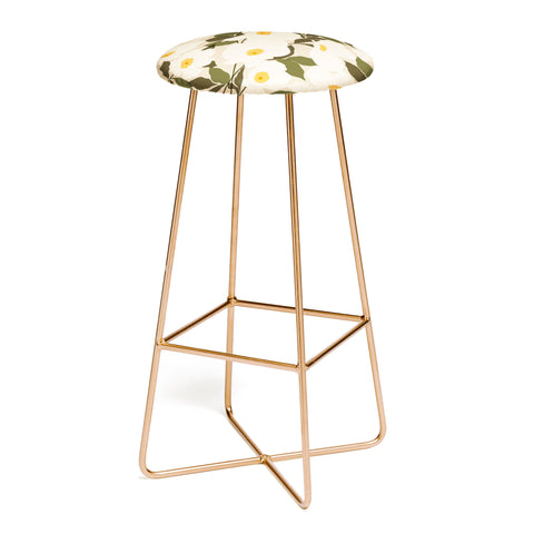 Cuss Yeah Designs Abstract White Wild Roses Bar Stool