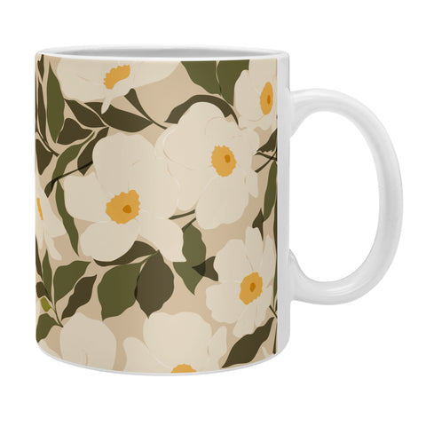 Cuss Yeah Designs Abstract White Wild Roses Coffee Mug