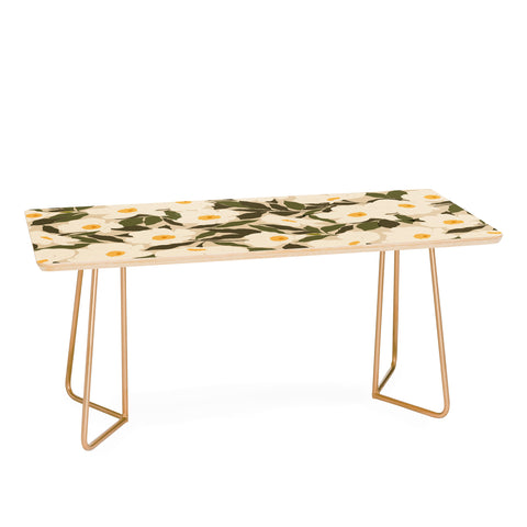 Cuss Yeah Designs Abstract White Wild Roses Coffee Table
