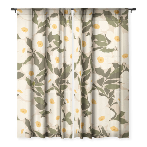 Cuss Yeah Designs Abstract White Wild Roses Sheer Non Repeat