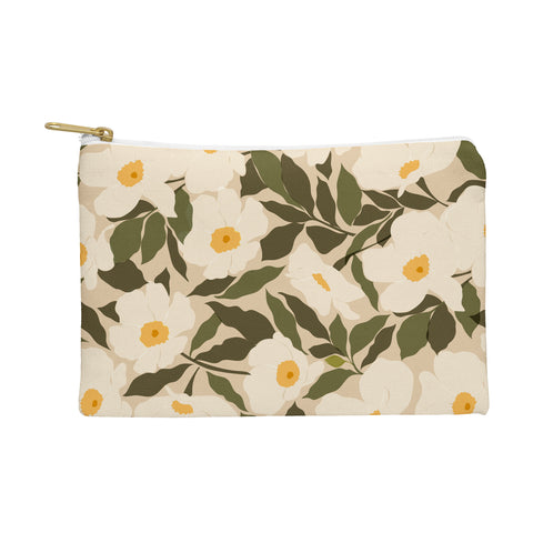 Cuss Yeah Designs Abstract White Wild Roses Pouch