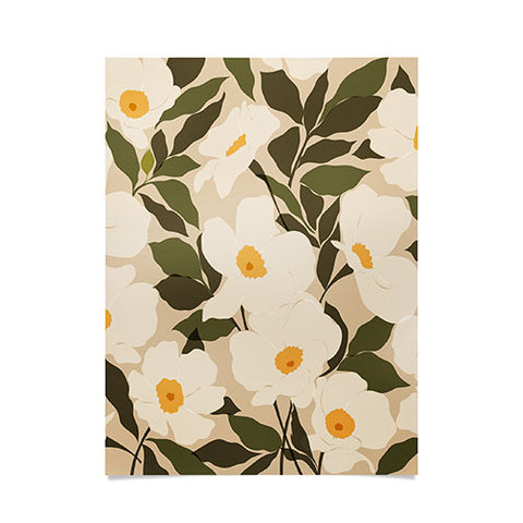 Cuss Yeah Designs Abstract White Wild Roses Poster