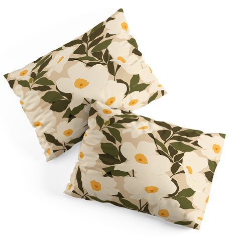 Cuss Yeah Designs Abstract White Wild Roses Pillow Shams