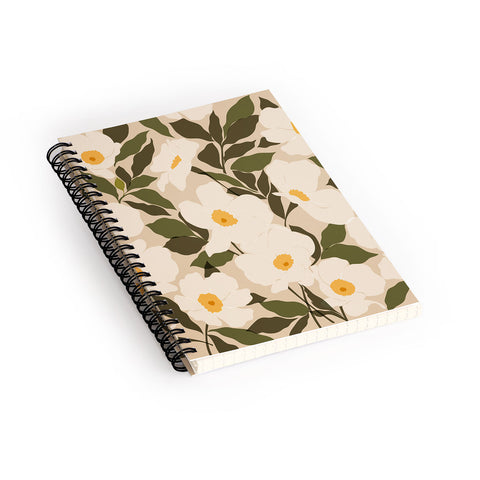 Cuss Yeah Designs Abstract White Wild Roses Spiral Notebook