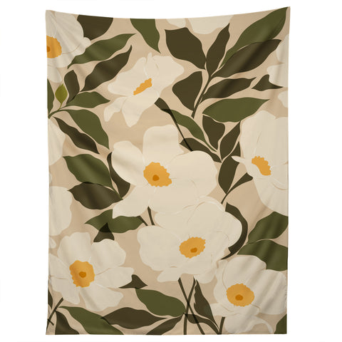 Cuss Yeah Designs Abstract White Wild Roses Tapestry