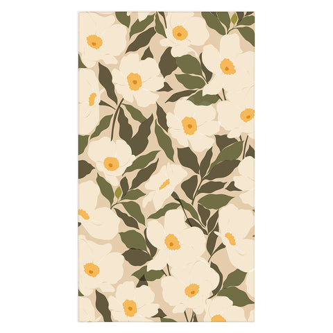 Cuss Yeah Designs Abstract White Wild Roses Tablecloth