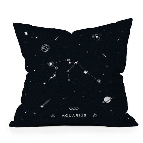 Cuss Yeah Designs Aquarius Star Constellation Outdoor Throw Pillow