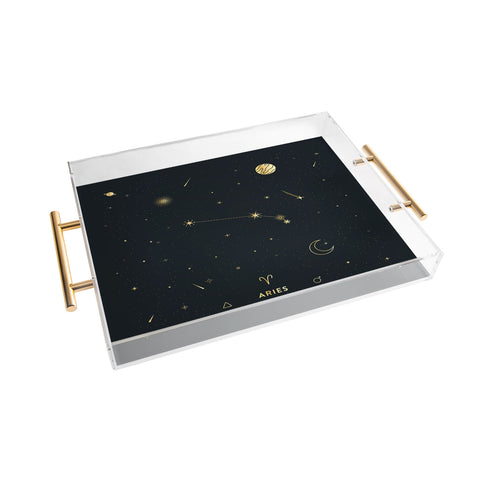 Cuss Yeah Designs Aries Constellation in Gold Acrylic Tray