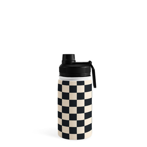 Cuss Yeah Designs Black Cream Checker Pattern Water Bottle