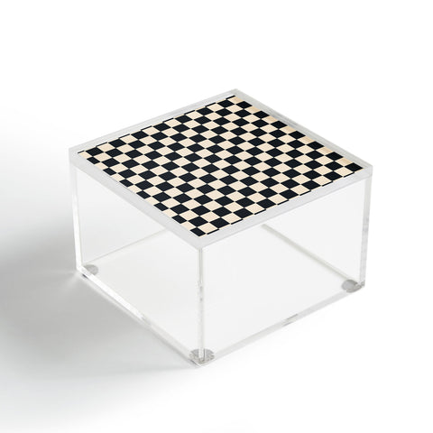 Cuss Yeah Designs Black Cream Checker Pattern Acrylic Box