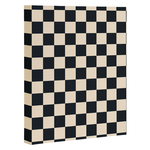 Cuss Yeah Designs Black Cream Checker Pattern Art Canvas