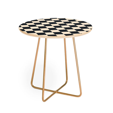 Cuss Yeah Designs Black Cream Checker Pattern Round Side Table