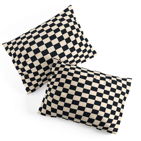 Cuss Yeah Designs Black Cream Checker Pattern Pillow Shams