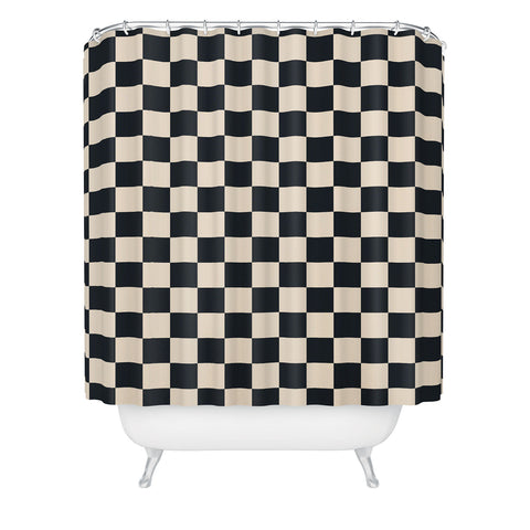 Cuss Yeah Designs Black Cream Checker Pattern Shower Curtain