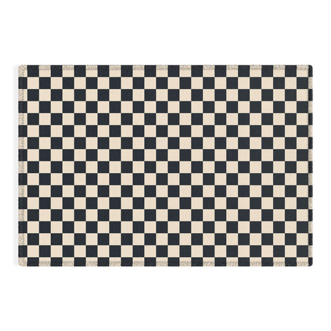 Cuss Yeah Designs Black Cream Checker Pattern Outdoor Rug