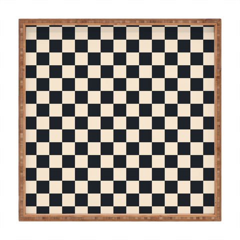 Cuss Yeah Designs Black Cream Checker Pattern Square Tray