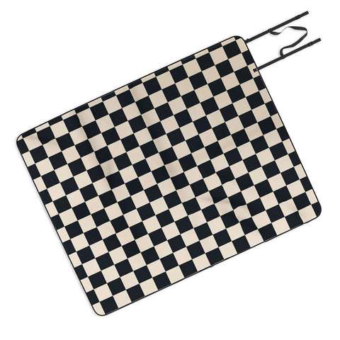 Cuss Yeah Designs Black Cream Checker Pattern Picnic Blanket