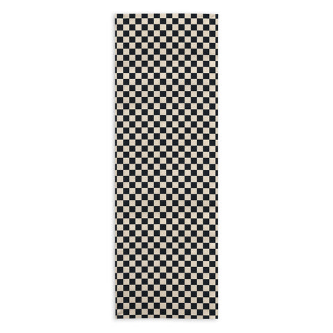 Cuss Yeah Designs Black Cream Checker Pattern Yoga Towel