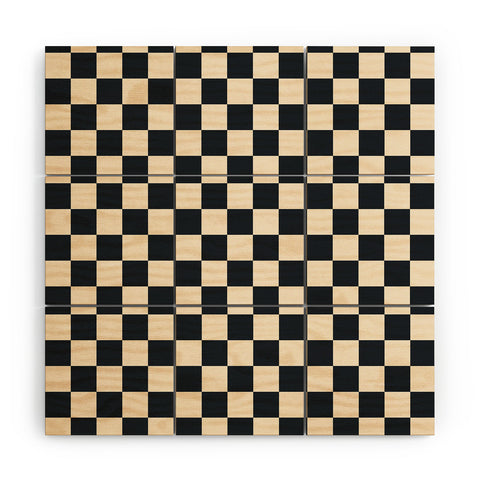 Cuss Yeah Designs Black Cream Checker Pattern Wood Wall Mural