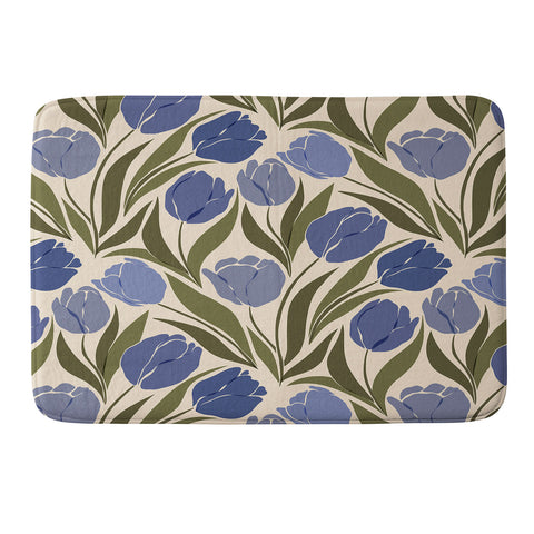 Cuss Yeah Designs Blue Tulip Field Memory Foam Bath Mat