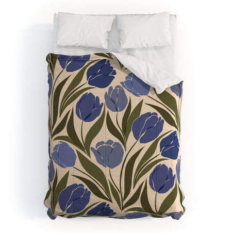 Cuss Yeah Designs Blue Tulip Field Comforter