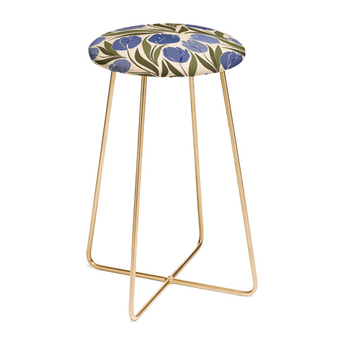 Cuss Yeah Designs Blue Tulip Field Counter Stool