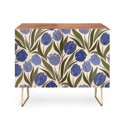 Cuss Yeah Designs Blue Tulip Field Credenza