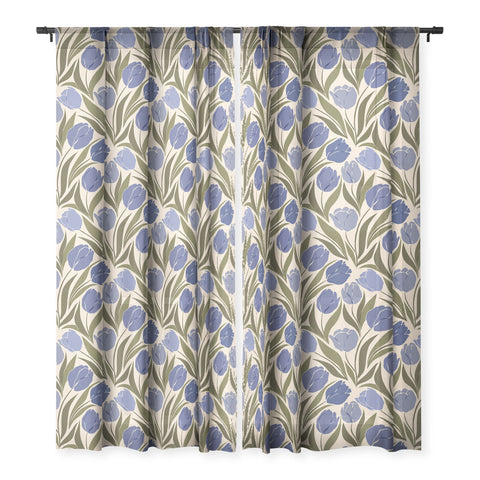 Cuss Yeah Designs Blue Tulip Field Sheer Window Curtain