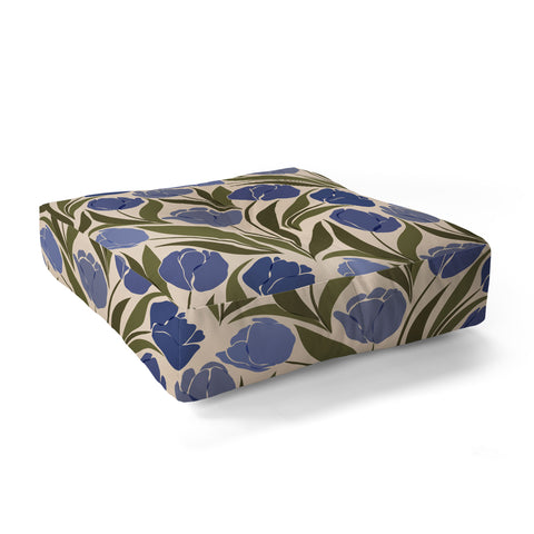Cuss Yeah Designs Blue Tulip Field Floor Pillow Square