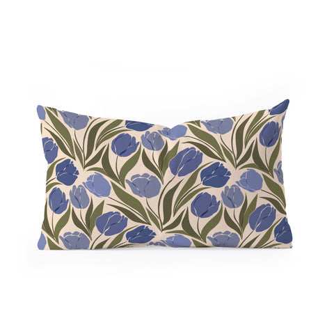 Cuss Yeah Designs Blue Tulip Field Oblong Throw Pillow