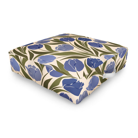 Cuss Yeah Designs Blue Tulip Field Outdoor Floor Cushion